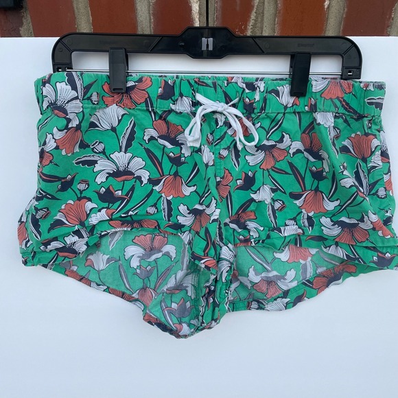 J. Crew Other - J. Crew Green Floral Cotton Pajama Shorts Womens Medium Drawstring Lounge Sleep